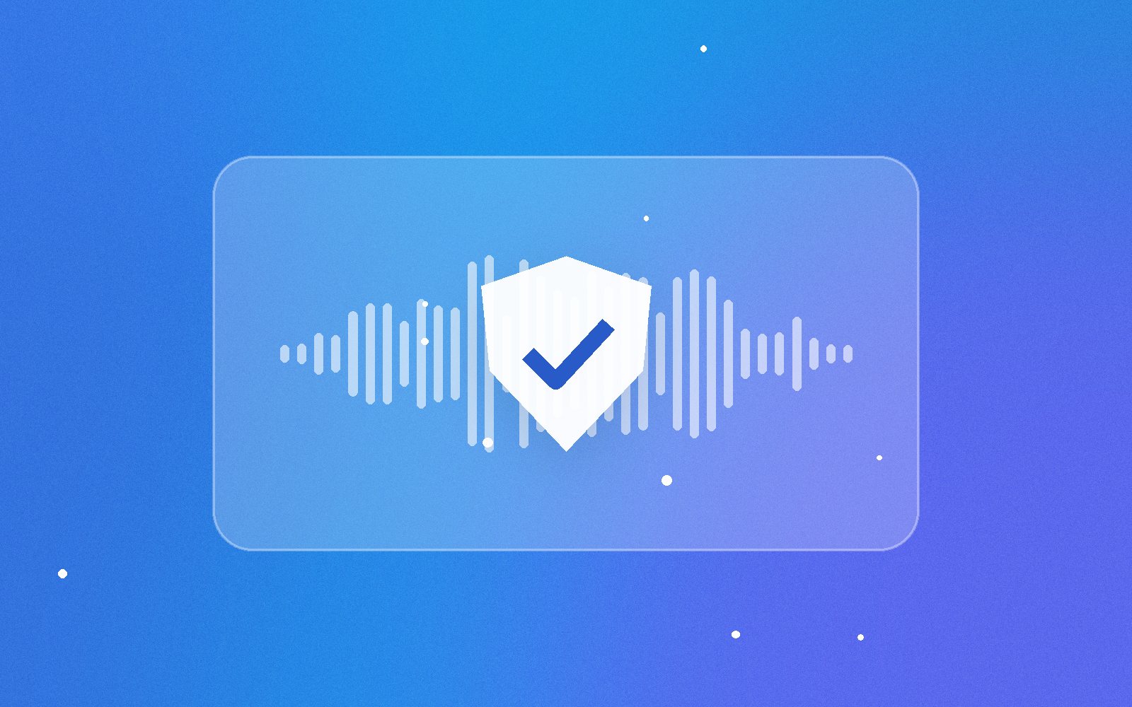Shield with a check mark over a sound wave, illustrating audio watermark detection