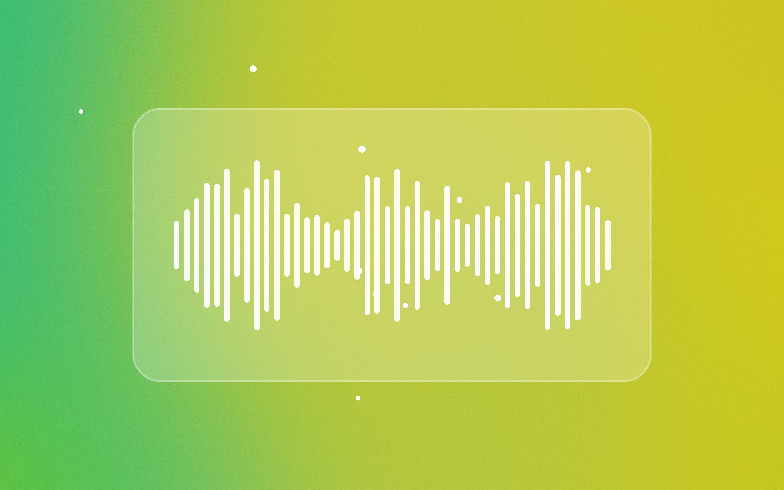 Wide sound wave on a green gradient, illustrating AI sound effects