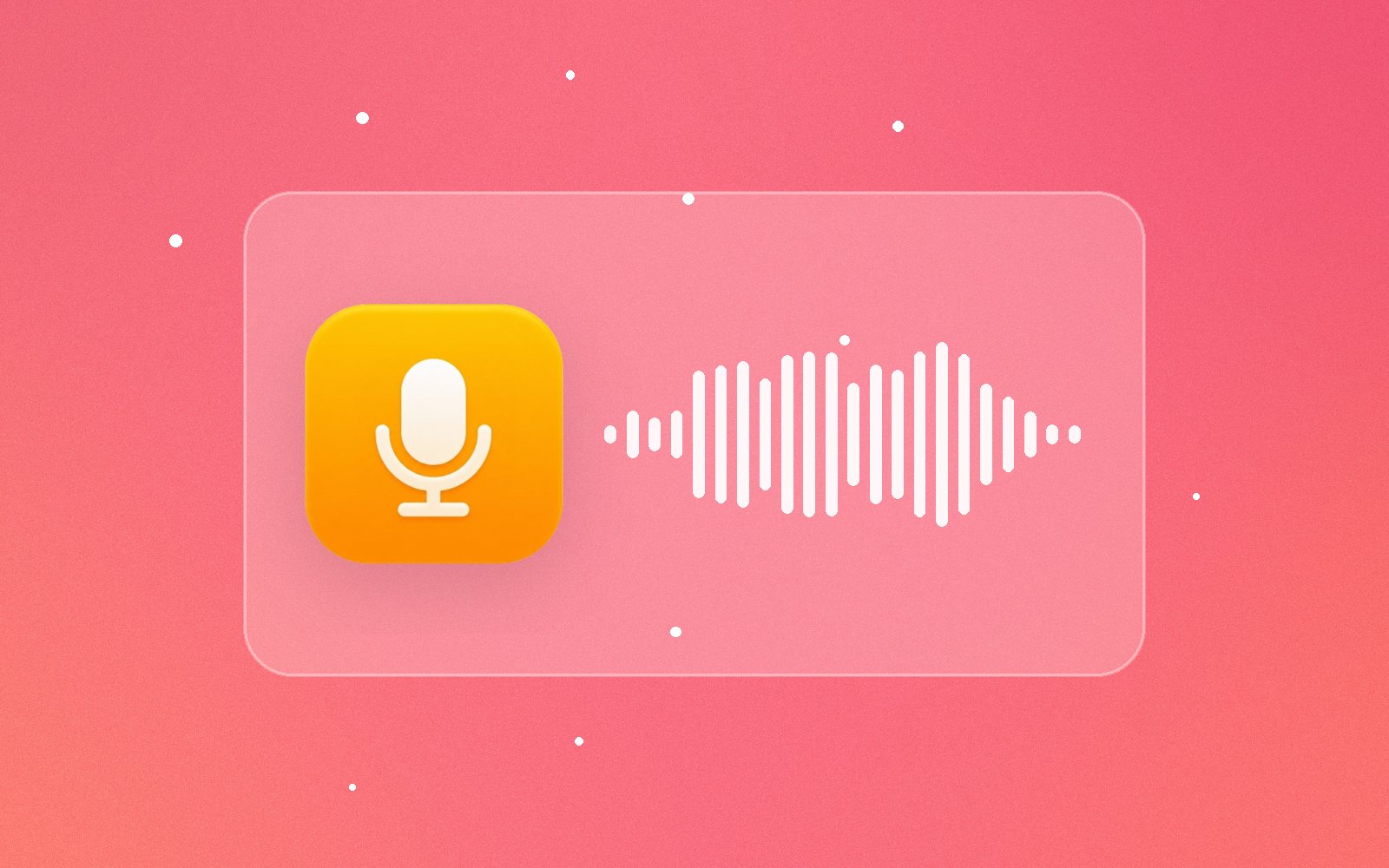 Microphone app icon next to a sound wave, illustrating AI text to speech