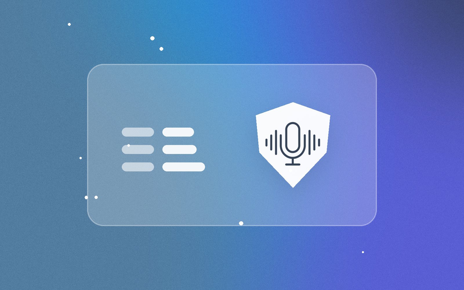 Shield with a microphone next to lines of text, illustrating voice cloning consent