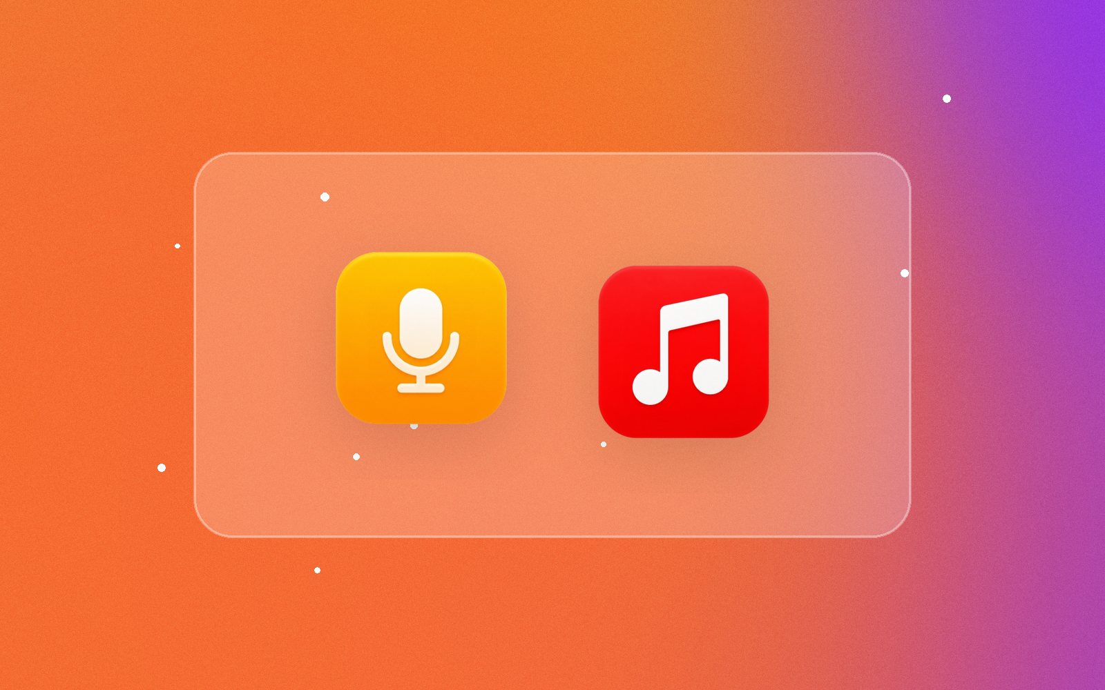 Microphone and music app icons, illustrating a podcast intro made with AI