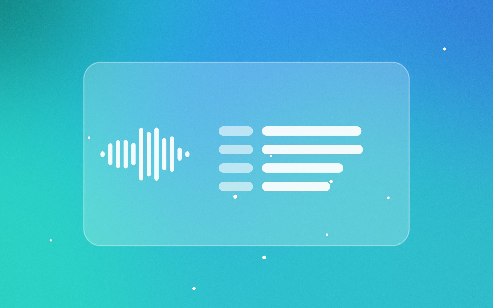 Sound wave next to lines of text, illustrating speech to text transcription